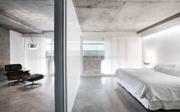 house with grind and seal floor in bedroom and sitting room