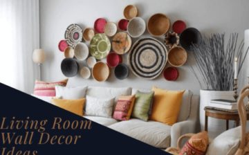 living room wall decorated with plates