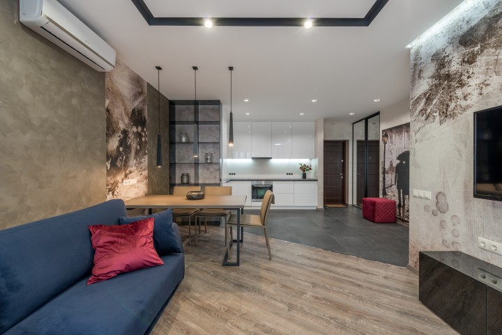 living room with large a.c unit
