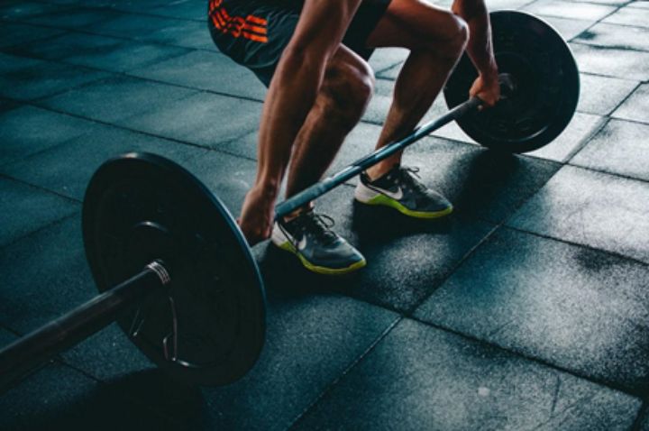 a person lifting weights