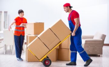 movers haul out moving boxes