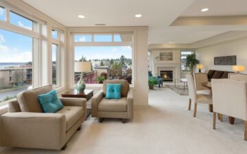 living room and a dining room of a home