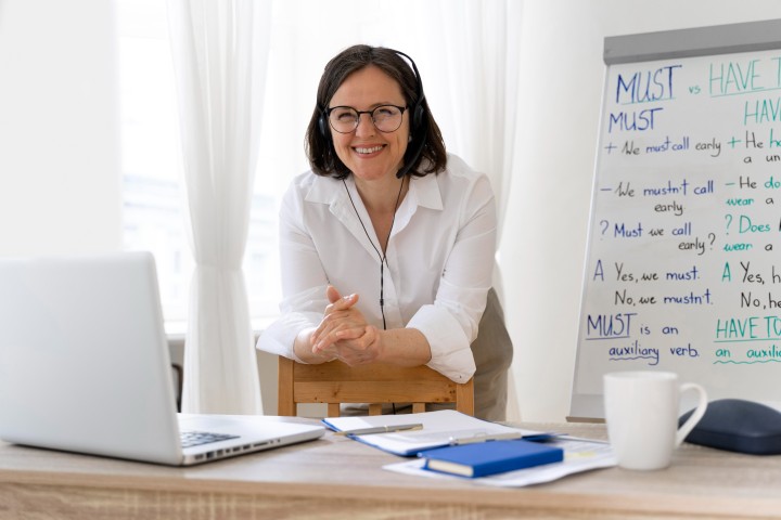 English teacher in classroom