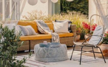patio decorated with furniture