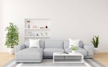 gray sofa white living room