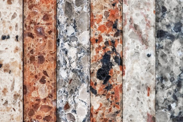 colorful vertical slabs granite