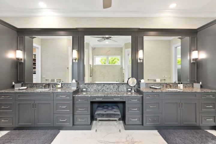 large grey bathroom vanity