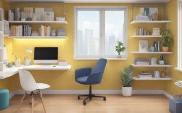 student room with desk