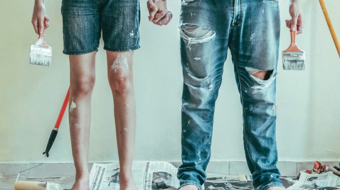 two painters painting